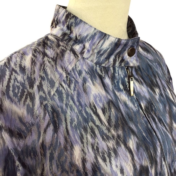 Chicos Lavender Silver Metallic Zip Front Jacket Chicos Size 2 /Medium - Picture 6 of 8